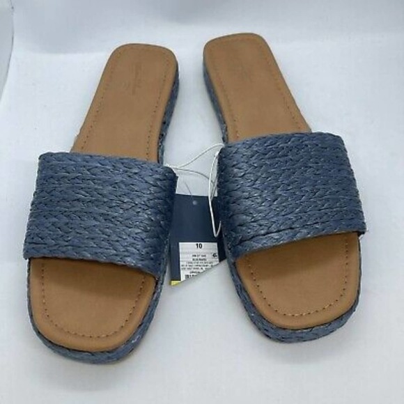 Universal Thread Mardi Raffia Platform Slide Sandals Blue 9.5 - Picture 4 of 9